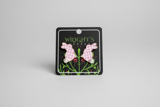 Check Pattern Easter Bunny Earrings