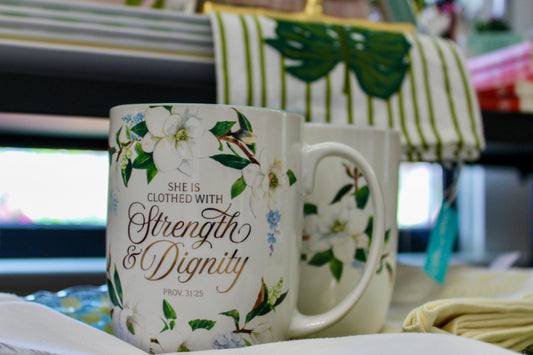 Strength and Dignity Blush Magnolia Ceramic Coffee Mug