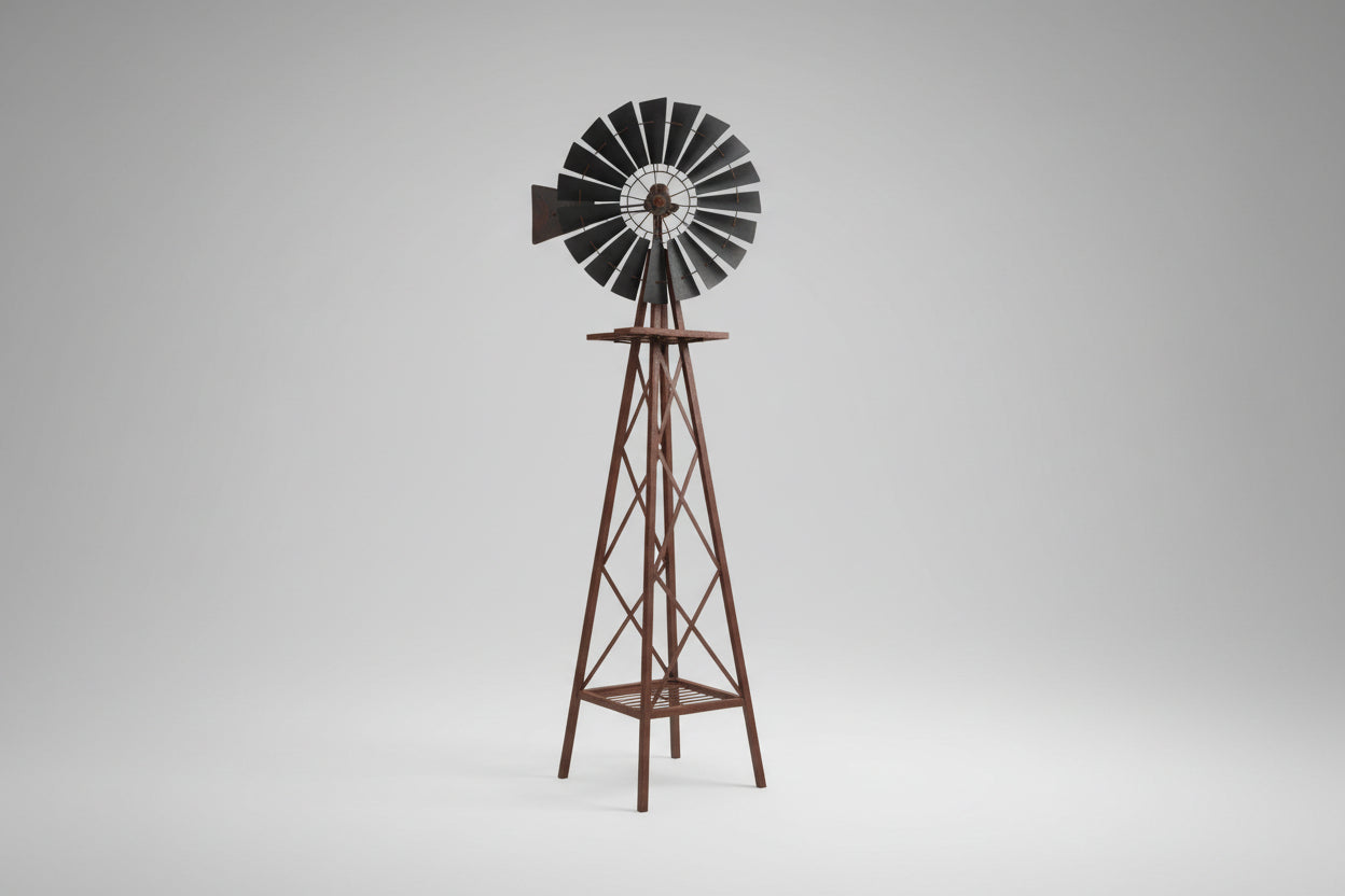 6-Foot Tall Metal Windmill Garden Accent