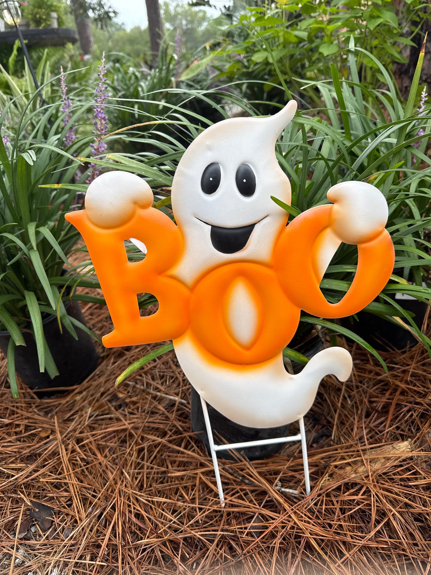 Orange Metal Halloween Boo Ghost