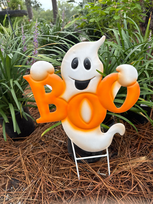 Orange Metal Halloween Boo Ghost