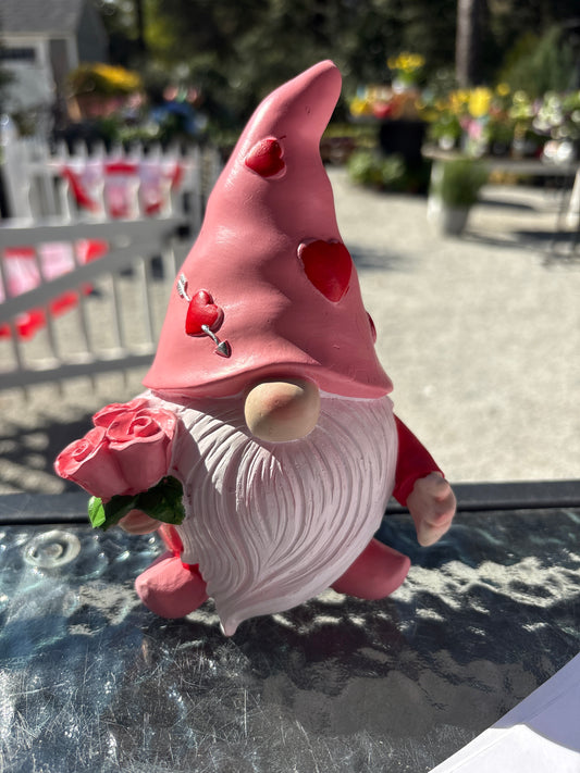 Poly Valentine Gnome with Roses – 7.5”