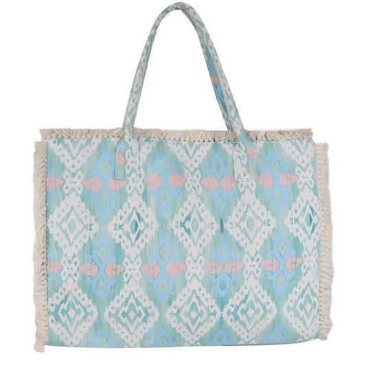 BOHO PATTERN FRINGE BAG: Blue