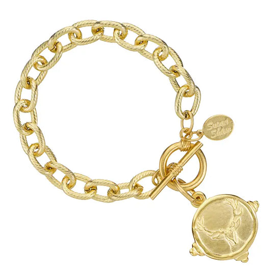 Susan Shaw Golden Stag Pendant Toggle Bracelet