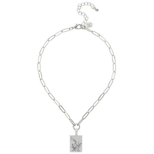 Susan Shaw Silver Mahjong Tile on Paperclip Necklace