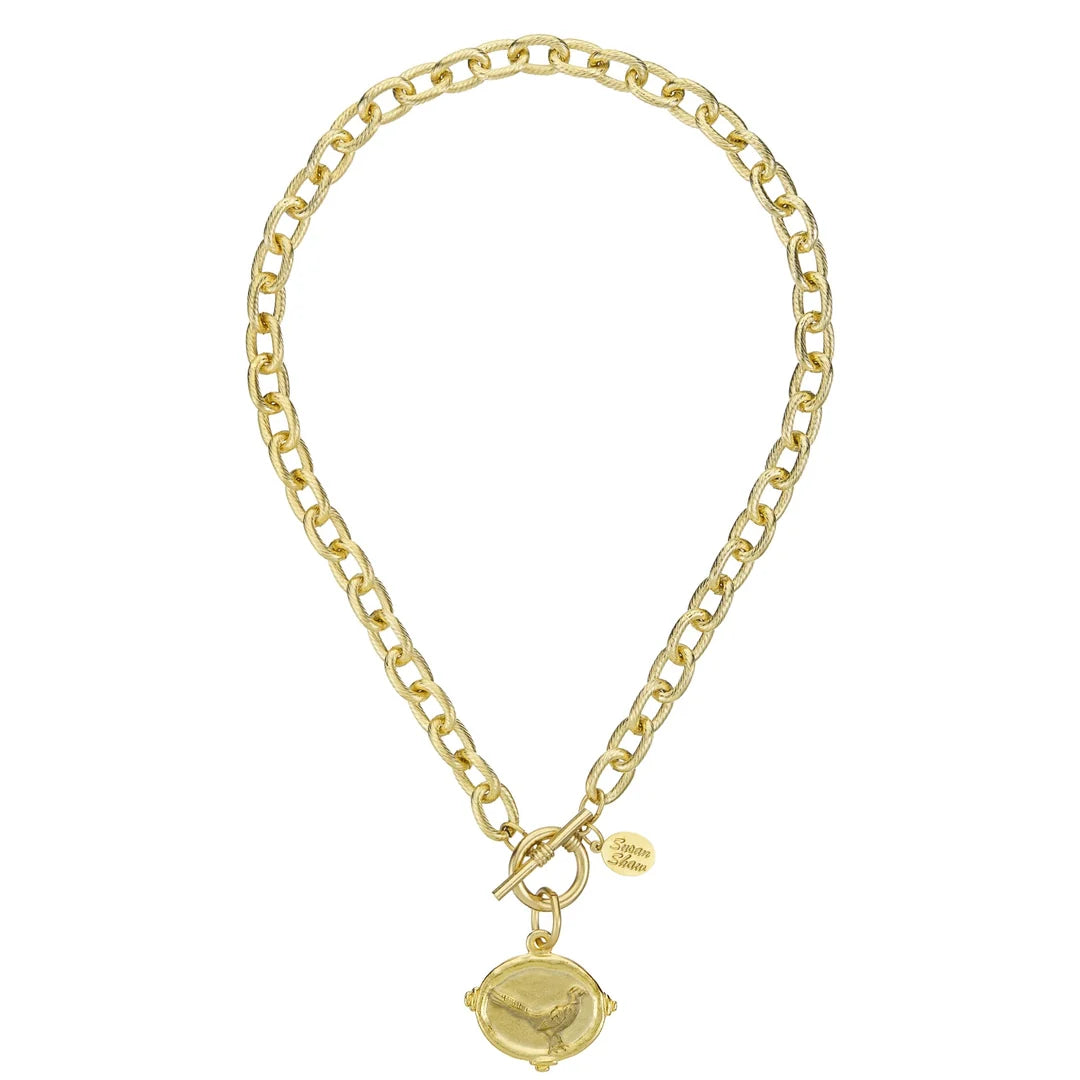 Susan Shaw Gold Pheasant Toggle Necklace