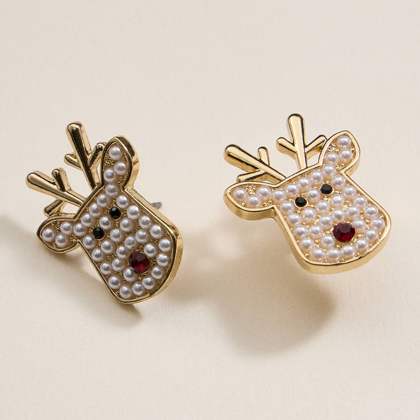 Rudolph Pearl Stud Earrings — Cute, Charming & Full of Christmas Cheer