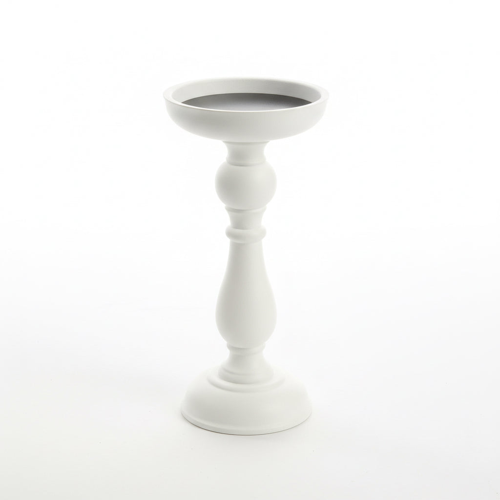 Ivory Grace Wooden Candle Holder – 10”