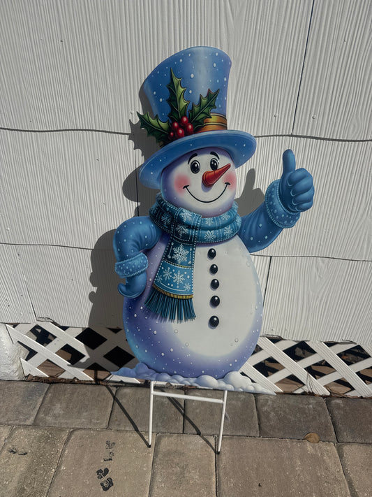 Metal Blue Christmas Snowman