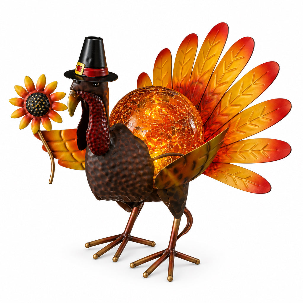 Solar Glow Metal Turkey with Ball