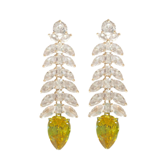Holiday Crystal & Canary Teardrop Statement Earrings | Women’s Boutique Jewelry