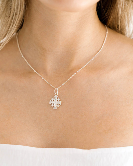 Susan Shaw Silver Jerusalem Cross Necklace