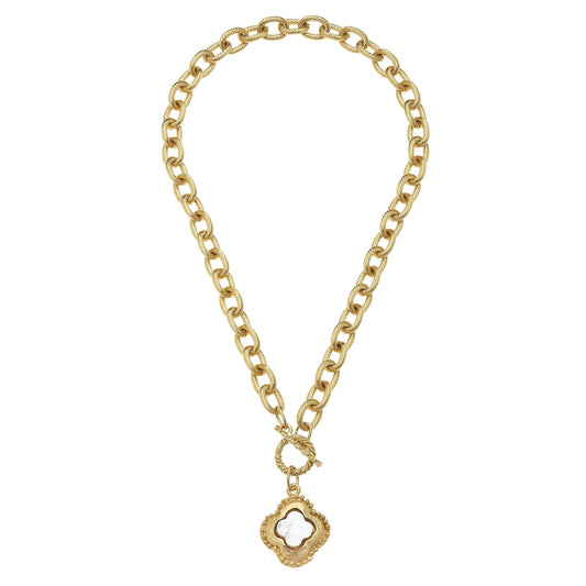 Susan Shaw Gold Clover with Mother of Pearl Toggle
