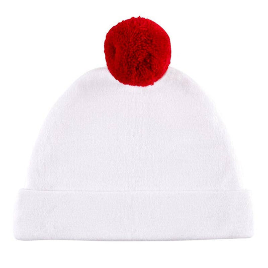 Monogrammed Santa Baby Newborn Pom Pom Hat