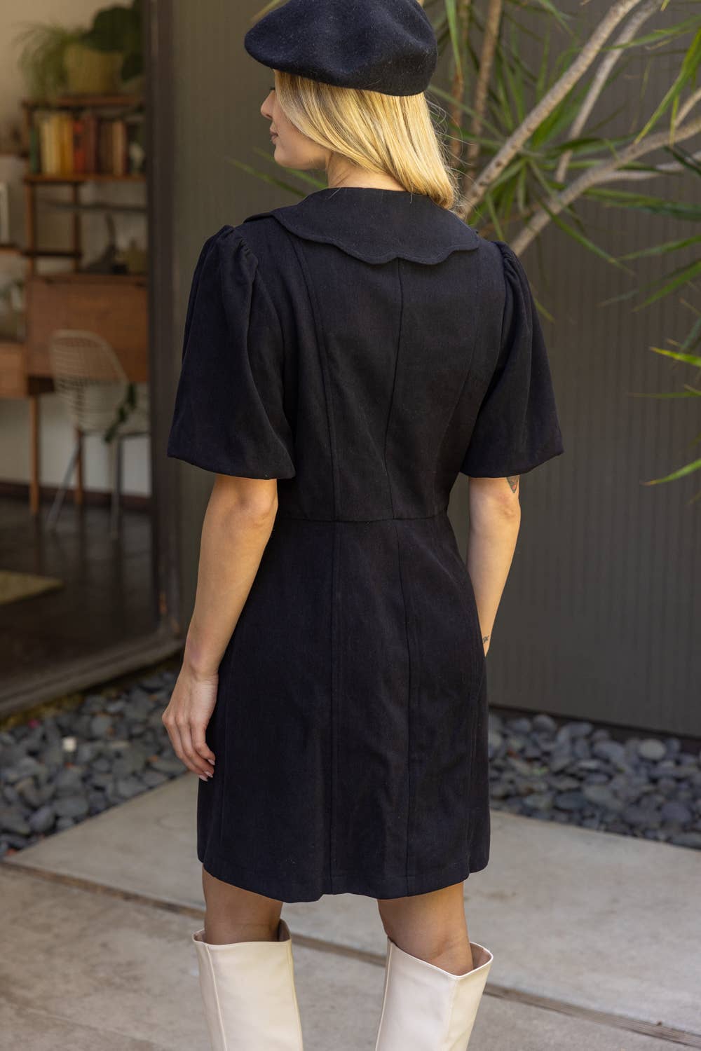 Scallop Detailed Button-Down Mini Dress