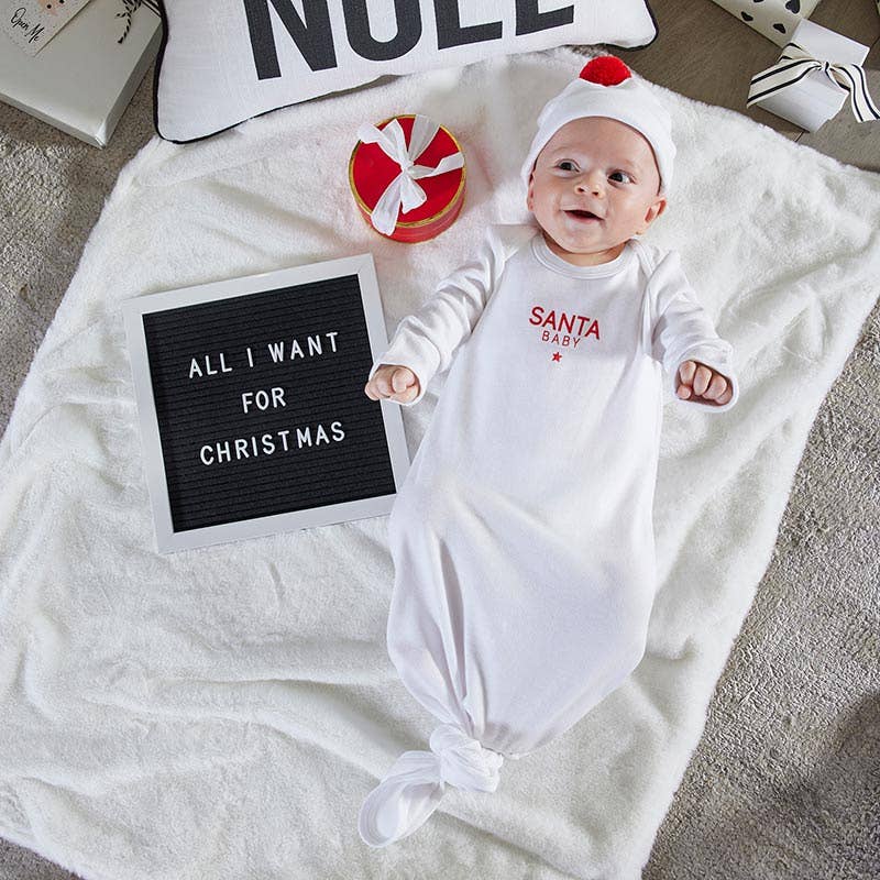 Monogrammed Santa Baby Newborn Pom Pom Hat