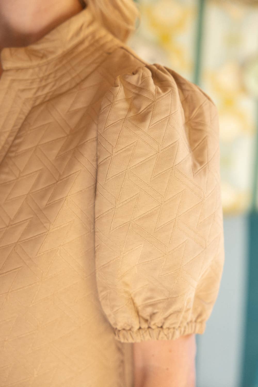 Geometric Quilted design Stitch Detailed Dress