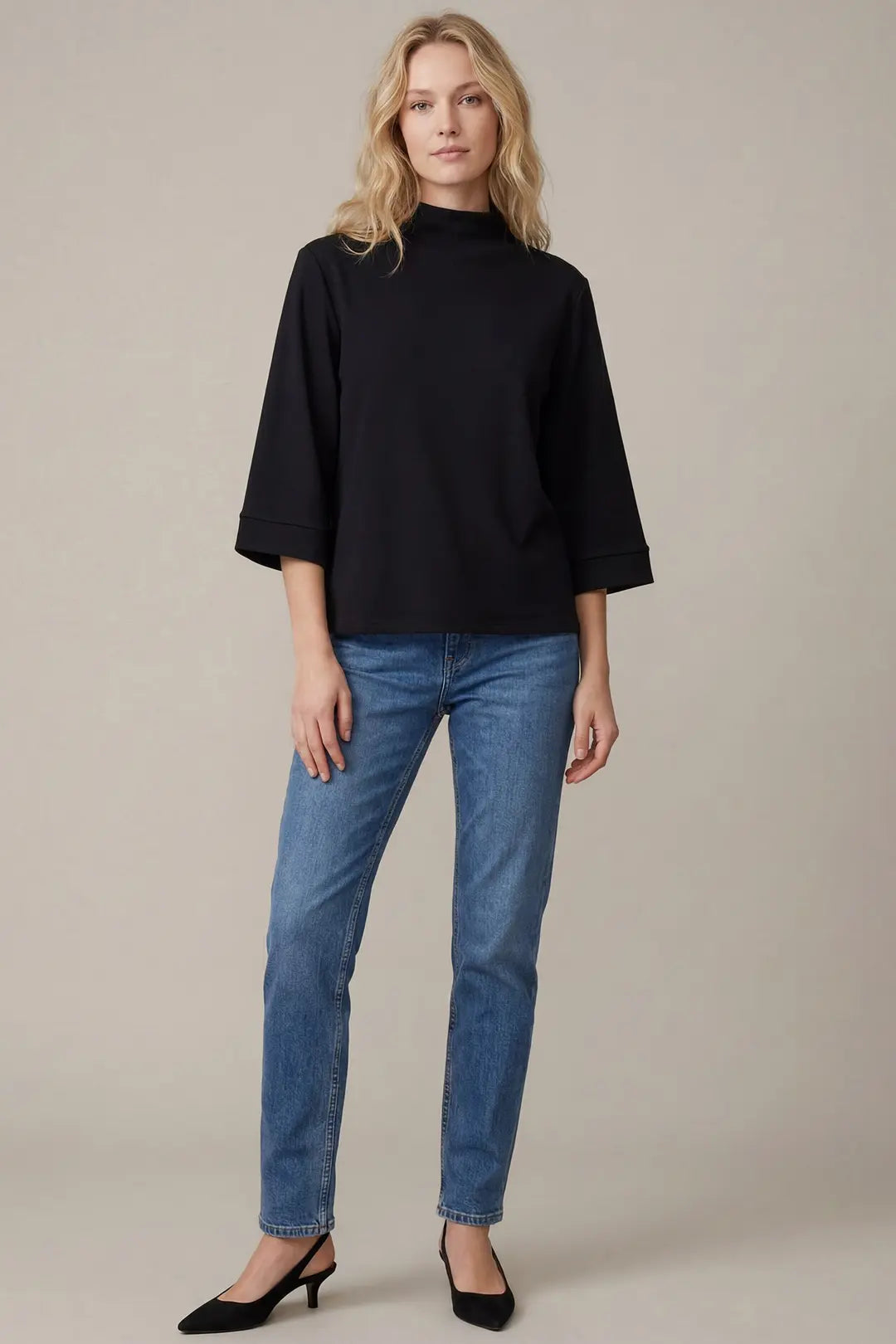 Mock Neck Top 3/4 Sleeve