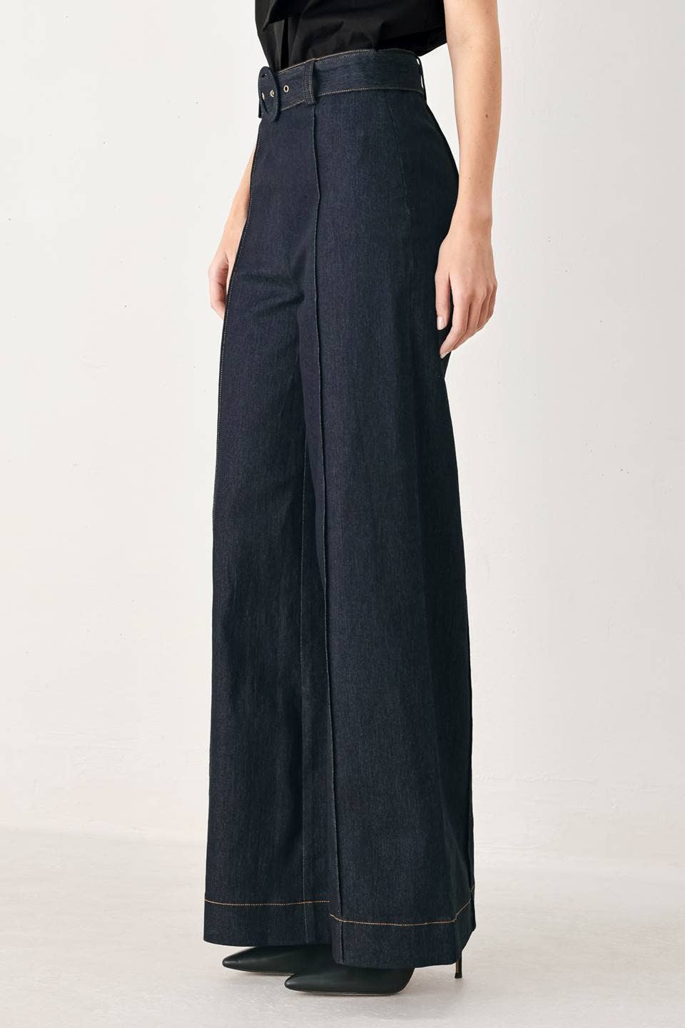 Belted denim pant