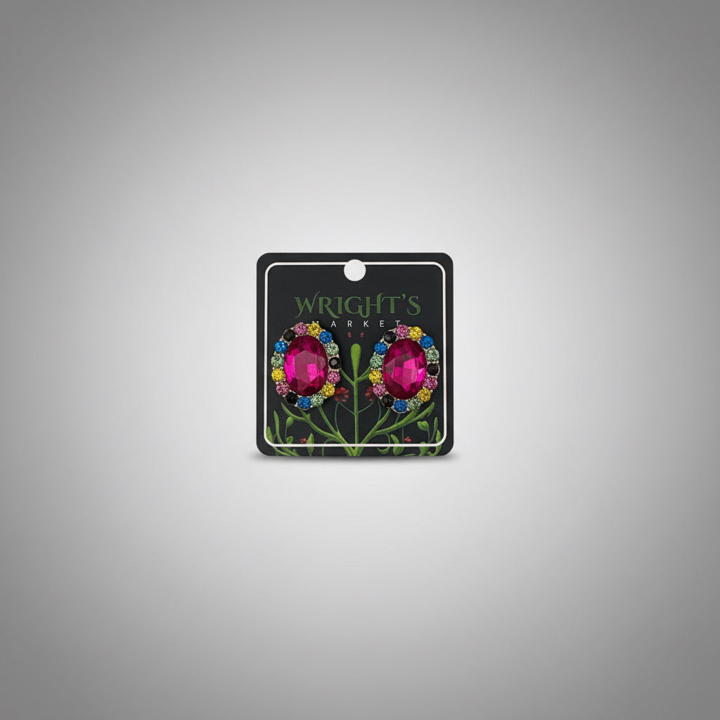 Paved Oval Crystal Earrings