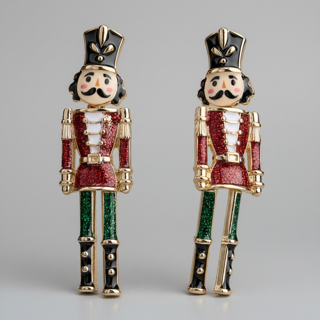 Nutcracker Enamel Earrings with Titanium Posts