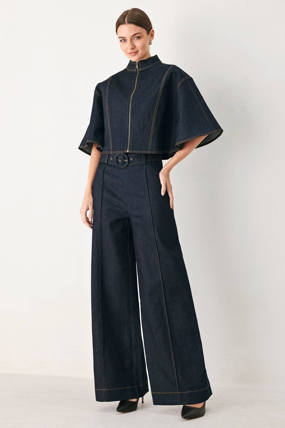 Belted denim pant