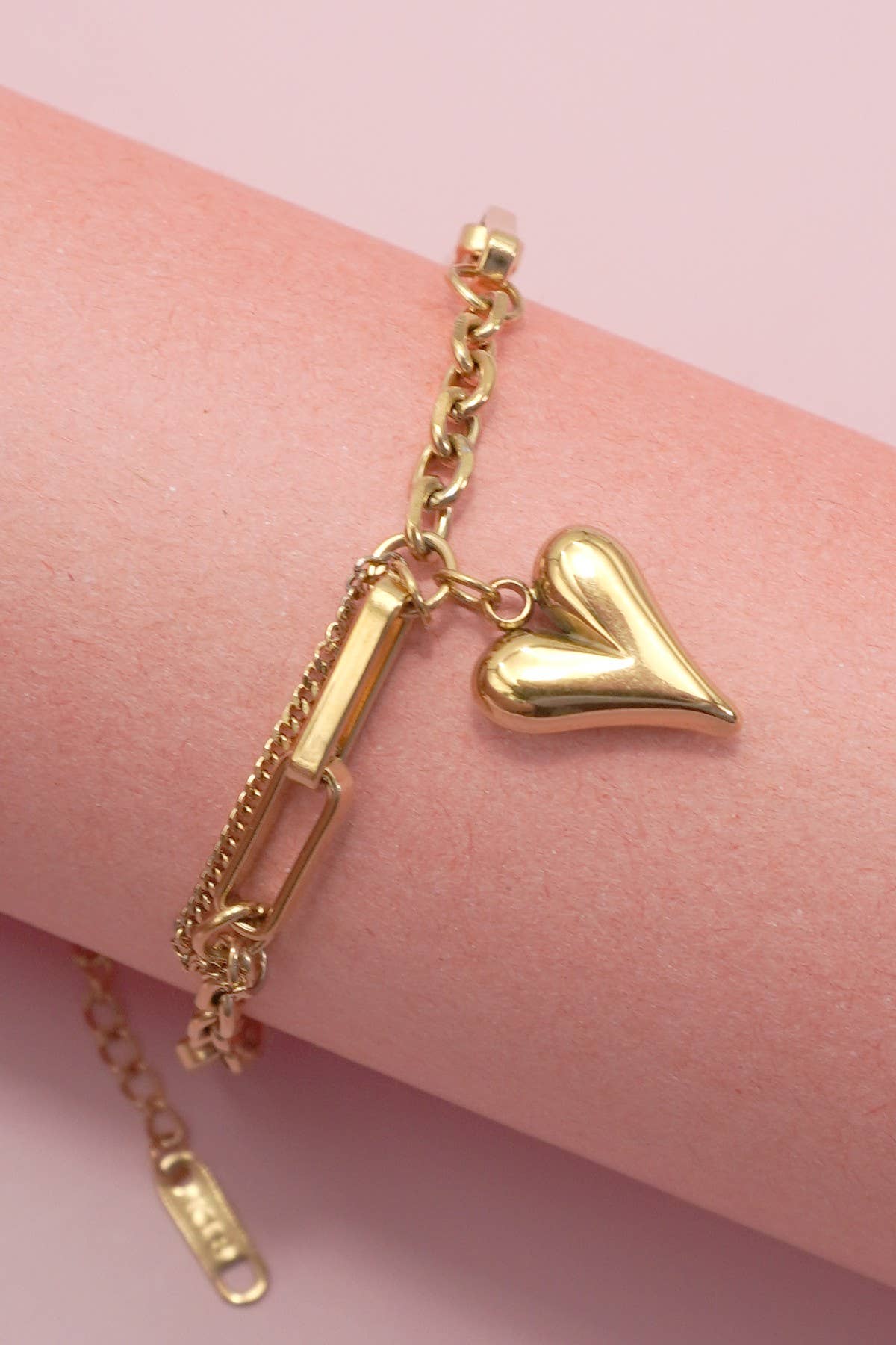 18K STAINLESS STEEL TARNISH FREE HEART BRACELET