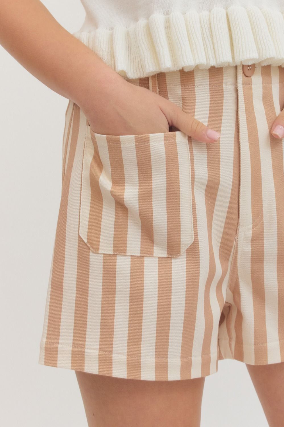 Tan Striped Shorts