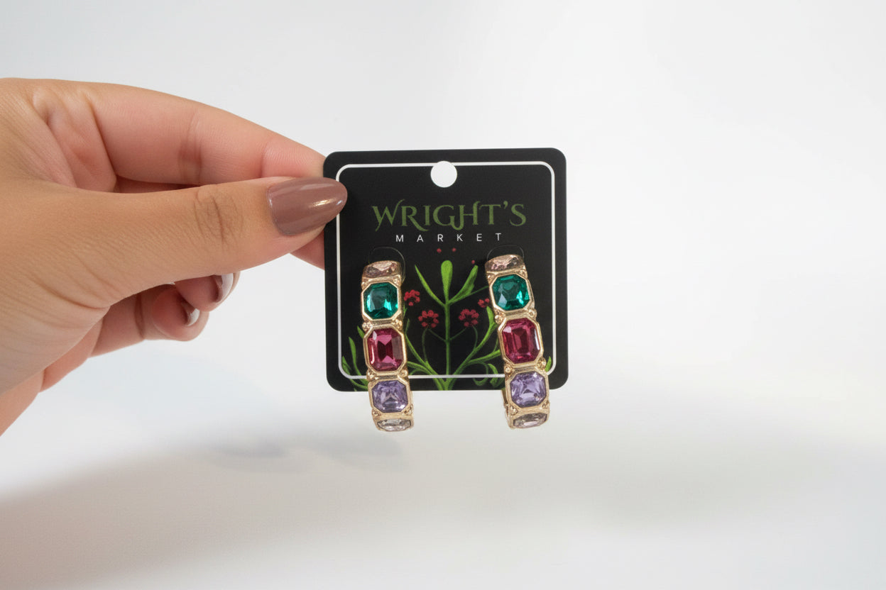 Emerald Shape Metal Hoops