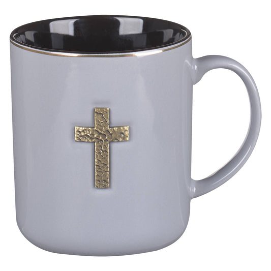 1 Peter 2:24 Gray Golden Cross Mug