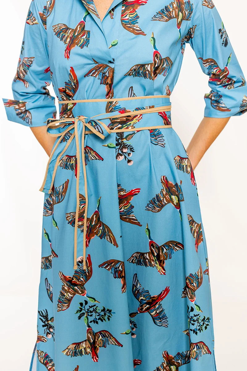 House of MBR Berry Grove Ruthie Long Shirt Dress with Sash