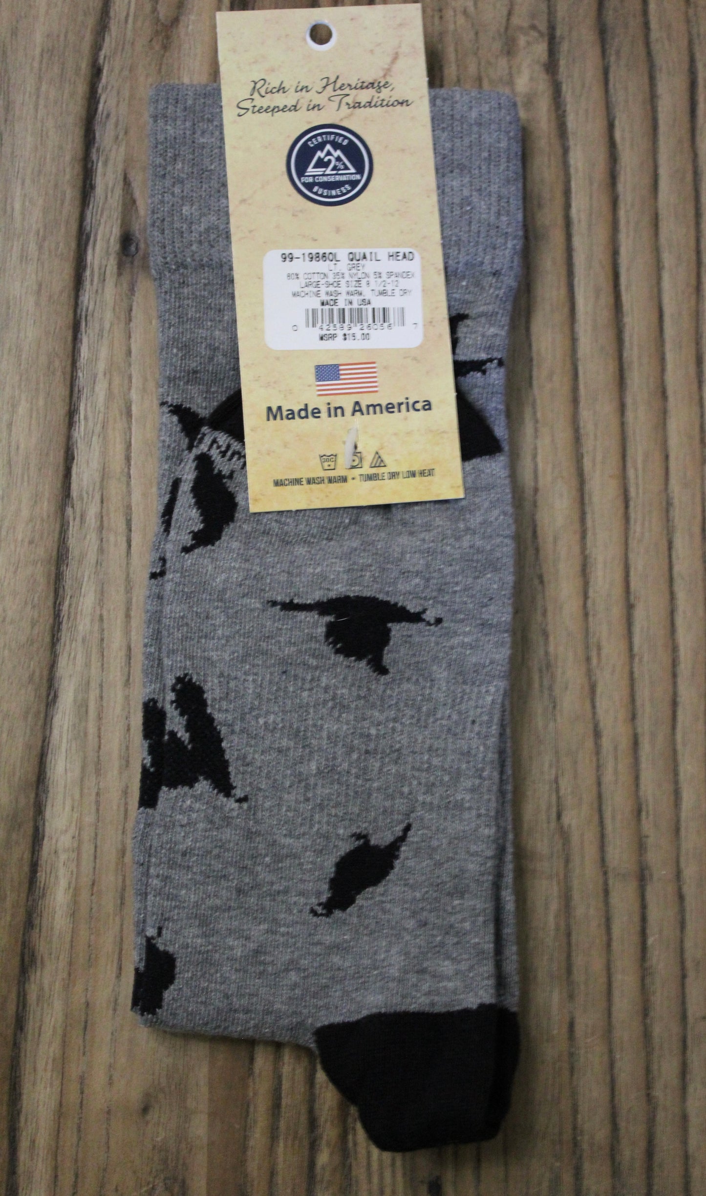 QUAIL HEAD – Light Grey Heather Socks