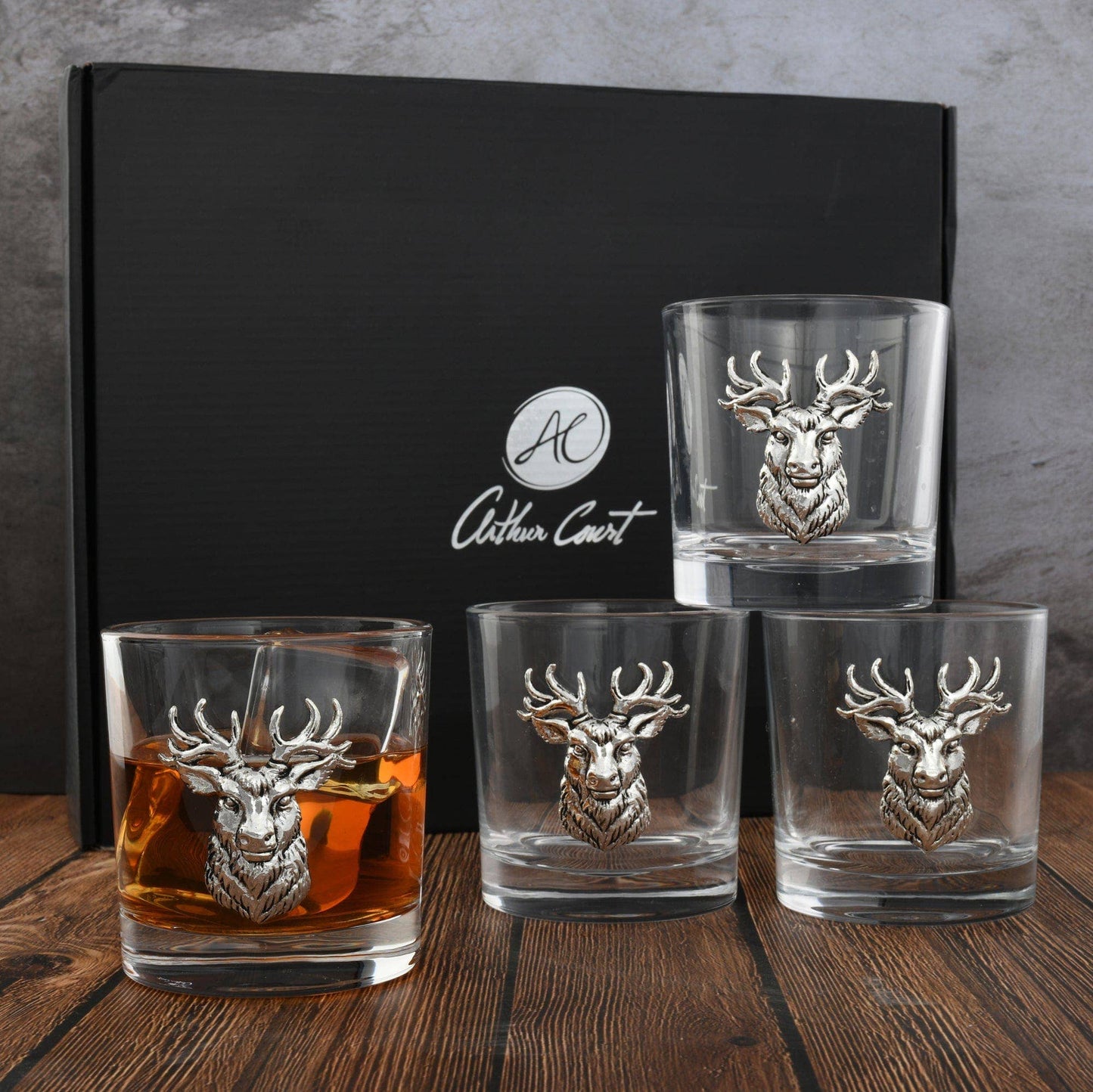 Arthur Court Elk Head Bar Glasses Set of 4