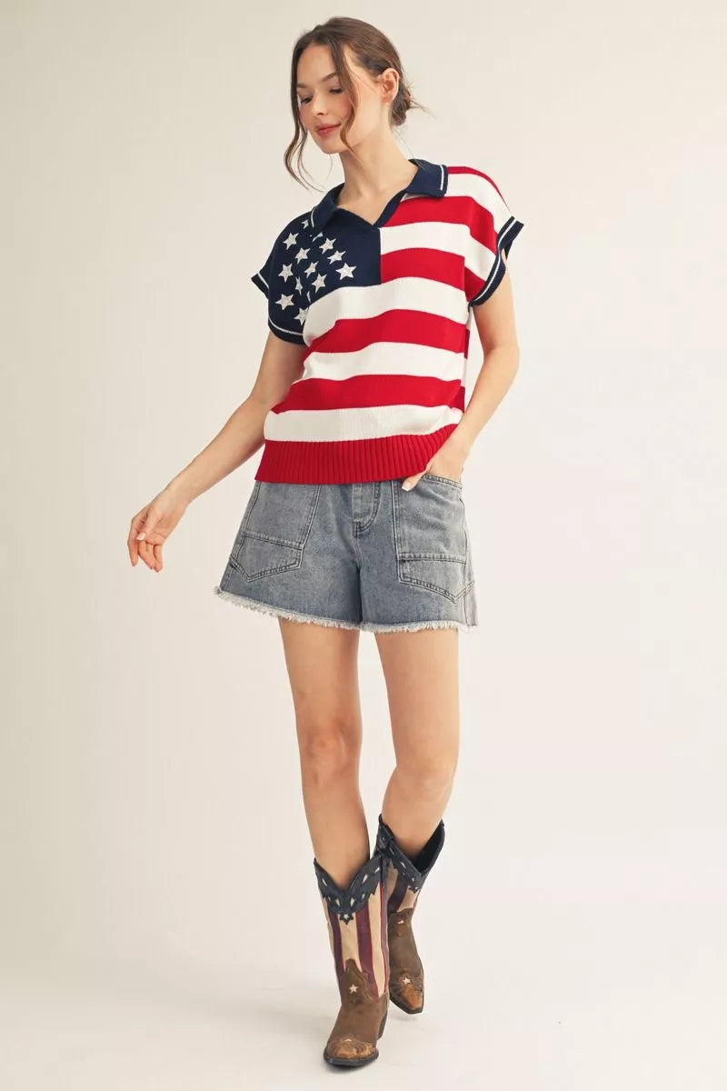 The Liberty Stripe Polo Sweater