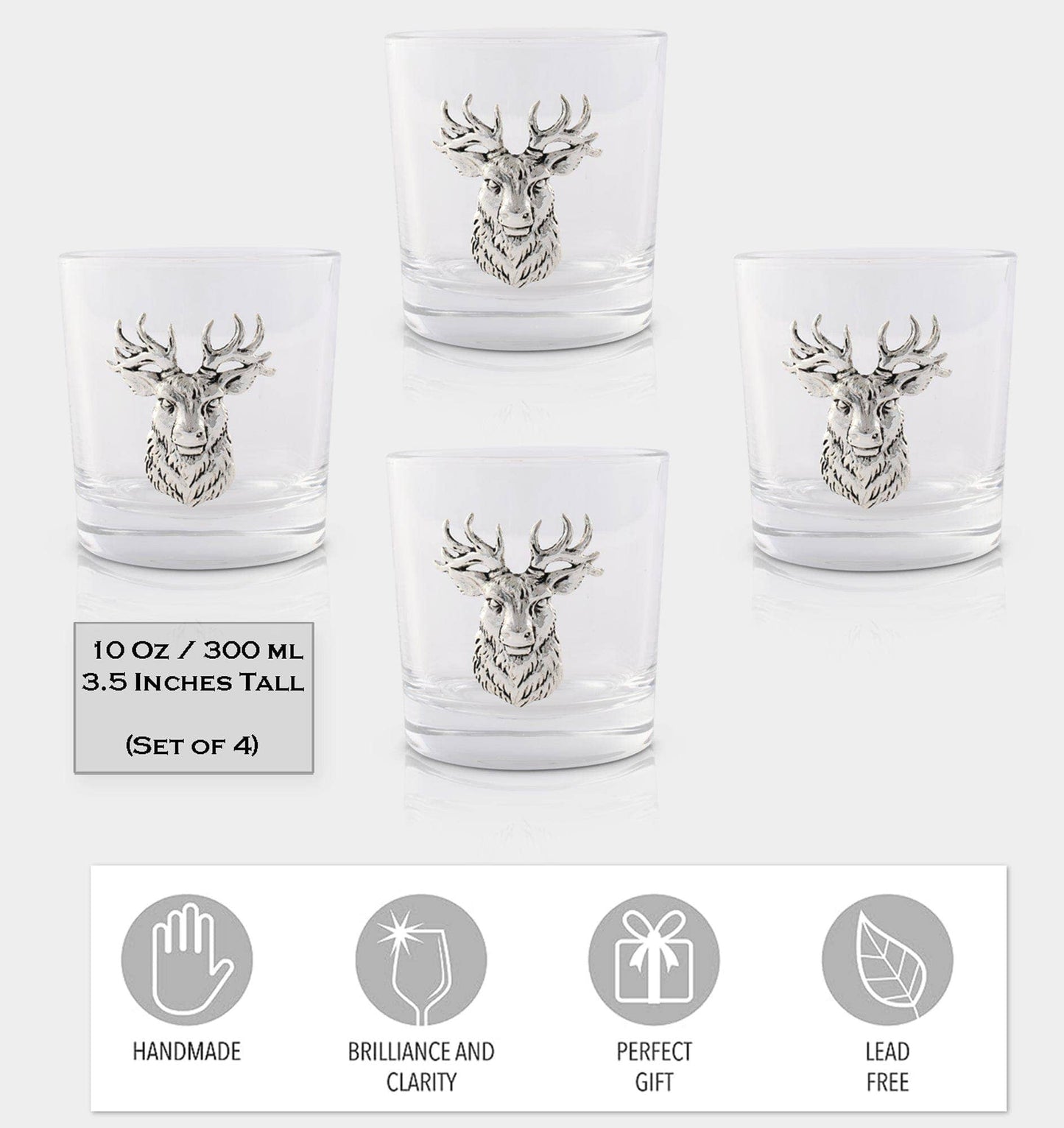 Arthur Court Elk Head Bar Glasses Set of 4