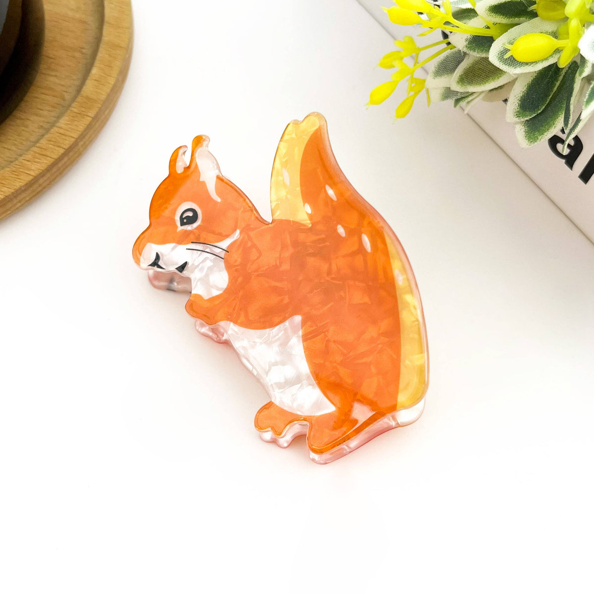 Orange Squirrel Acrylic Hair Claw Clip