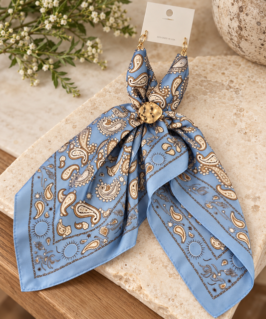 Blue Skies Paisley Scarf Necklace