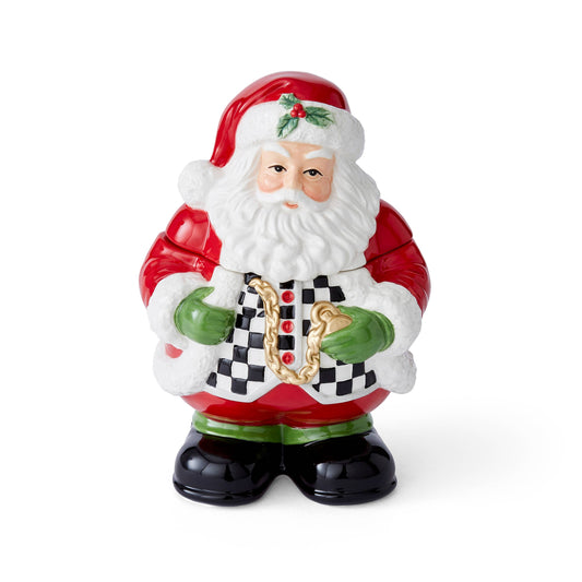 Spode Figural Black and White Santa Candy Jar