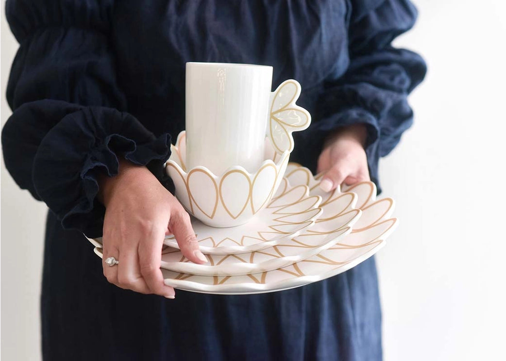 Coton Colors Deco Gold Scallop and Salad Plate