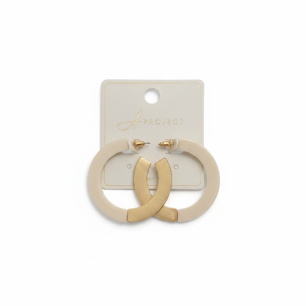 Golden hour cream hoop earrings