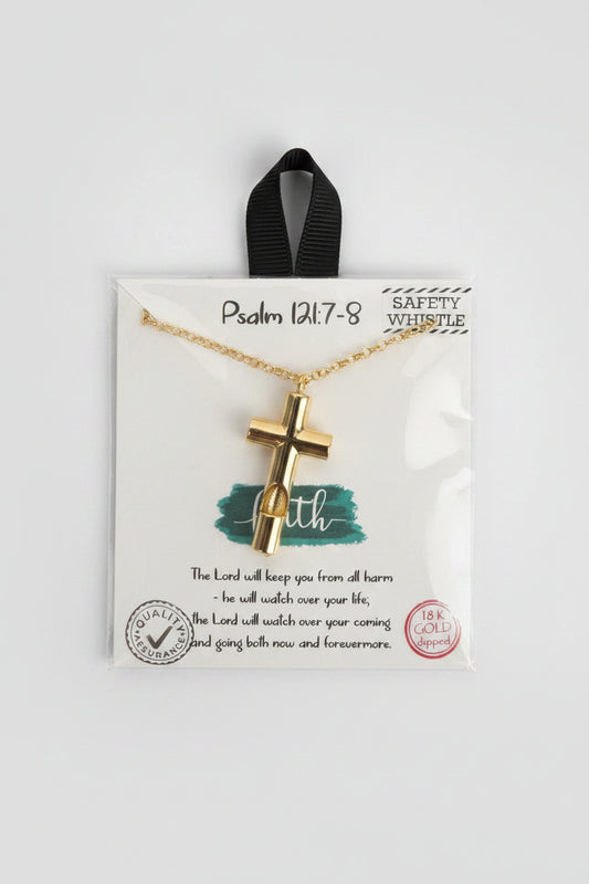 "Psalm 121:7-8" Cross Whistle Necklace