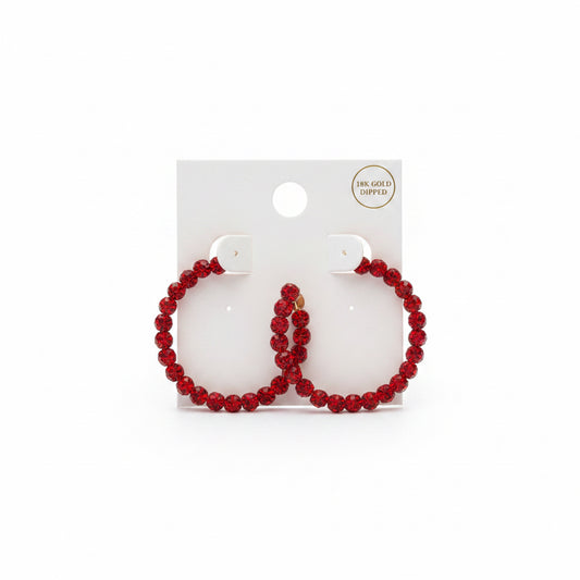 Red hot rhinestone hoops