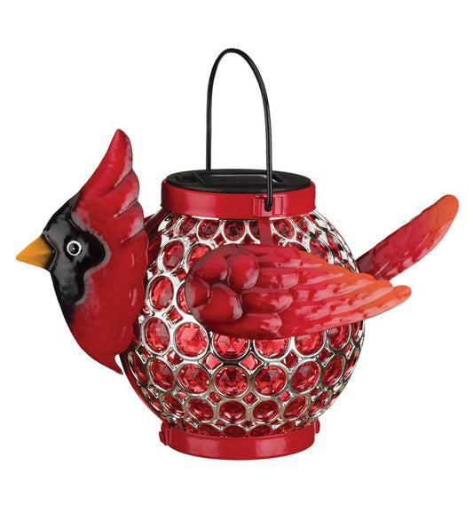 Red Cardinal Solar Crystal Lantern