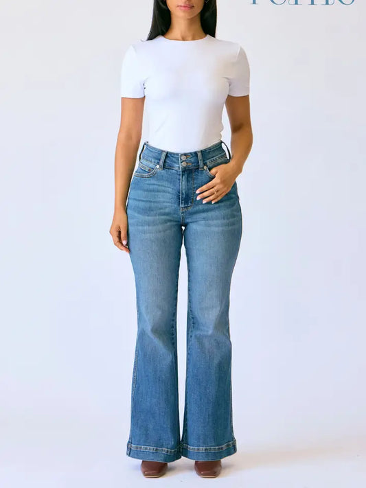 Judy Blue Flare Tummy Control Double Button WB