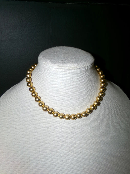 Gold 10mm Beaded 15" Beaded Necklace