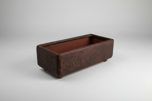Rectangular Footed Pot 8 x 16 x 5.38 Volcanic Ash