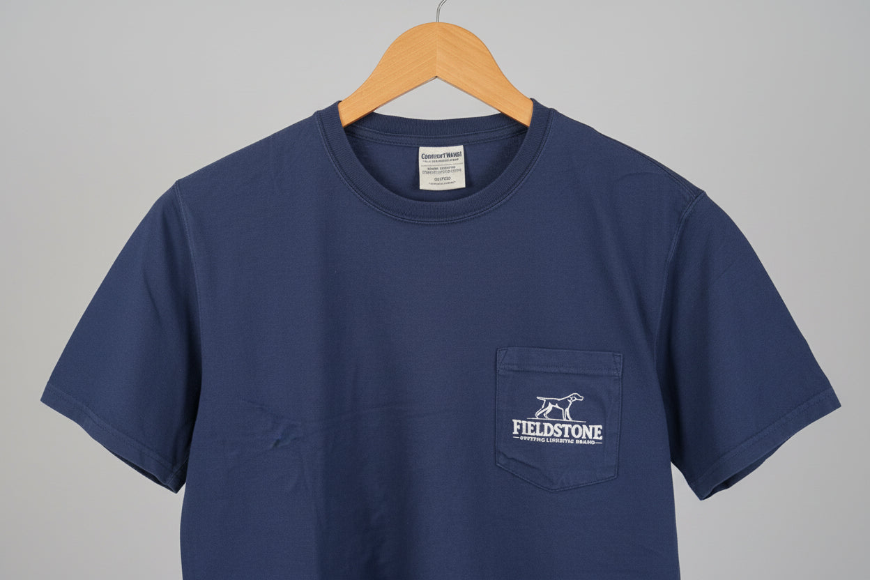 Fieldstone Logo Pin Navy T Shirt