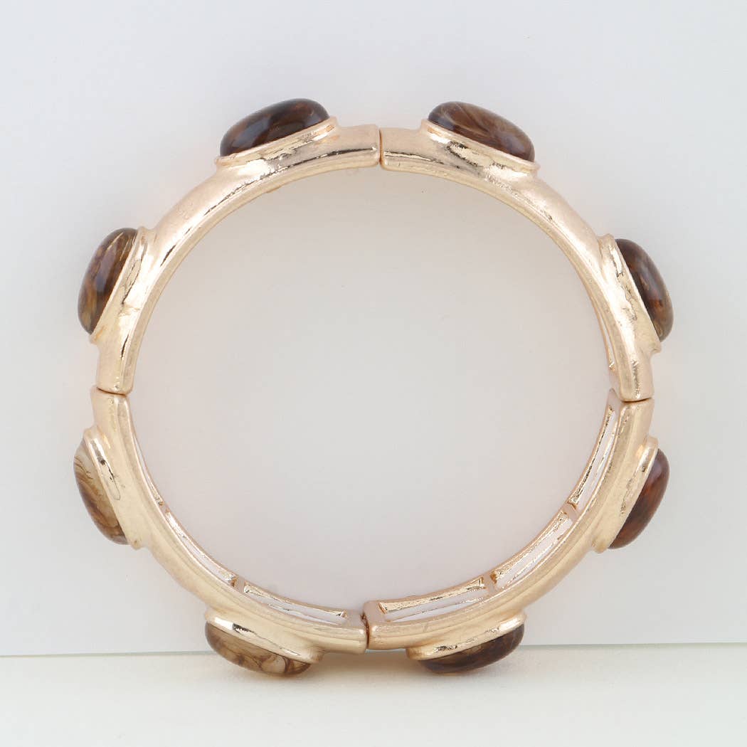 Oval Marble Stone Cuff Bracelet