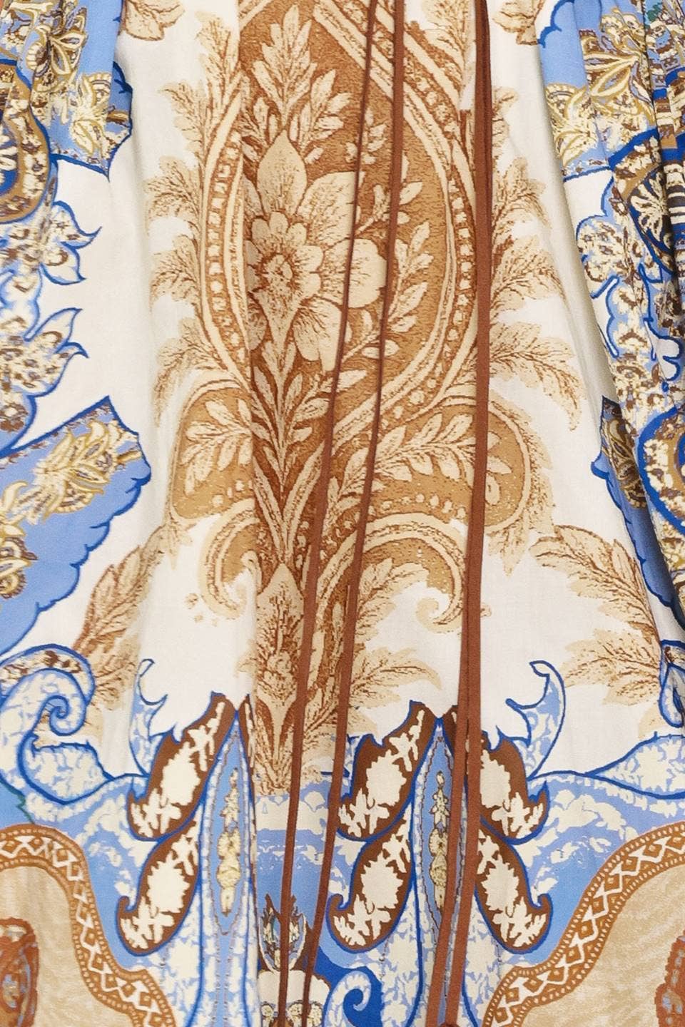 Blue & Mocha Paisley Belted Midi Dress