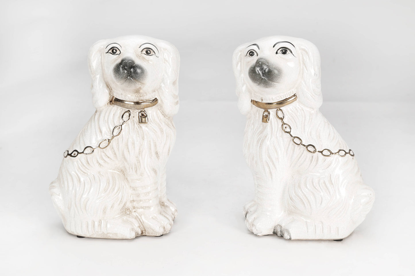 Antique White Staffordshire Dog Pair